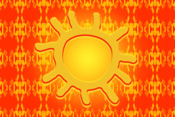 Yellow sun on a colorful ethnic background, illustration