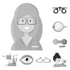 Vector illustration of medicine and technology icon. Set of medicine and eyesight stock vector illustration.