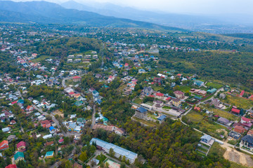 Almaty city from a bird's-eye view. Photo taken from a quadcopter