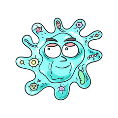 Microbe doodle. Virus sketch. Bacteria. Cell. Germ. Allergy. Disease. Parasite. Unicellular organism. Cute cartoon microbe. Infection. Funny microorganism. Alien.