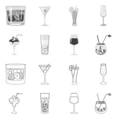 Vector design of liquor and restaurant icon. Collection of liquor and ingredient vector icon for stock.