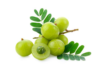 Fresh indian gooseberry on white background