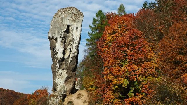 Hercules Bludgeon Stack Rock, Pieskowa Skala, Krakow-Czestochowa Upland or Polish Jurassic Highland, Lesser Poland Voivodeship, Poland