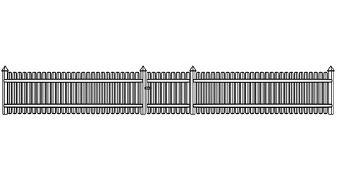 Wooden fence with small gate in center.