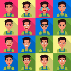 Isolated object of face and boy icon. Set of face and expression stock symbol for web.