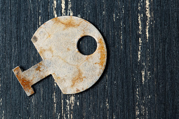 Key on a dark background, concept, space for text