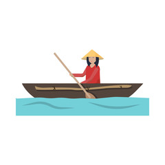 Vector illustration of boat and vietnamese icon. Collection of boat and water vector icon for stock.