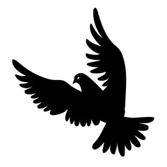 Vector flying dove silhouettes on white background. Peace concept.