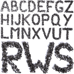 Letters made out of screws isolated on white.