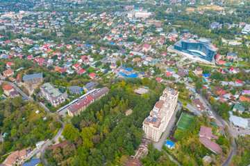 Almaty city from a bird's-eye view. Photo taken from a quadcopter