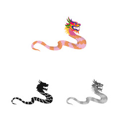 Vector illustration of dragon and zodiac sign. Collection of dragon and tattoo stock symbol for web.