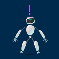 RPA. Funny white robot in different comic situations and moods. Modern technologists of the invention of the future, artificial intelligence. robotics and bots