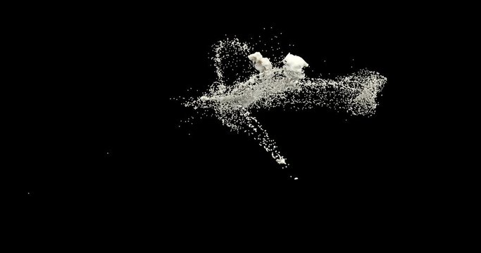 White paint drops explosion realistic animation