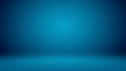 Empty Dark blue with Black vignette Studio well use as background