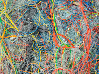 Closeup colorful fishing net