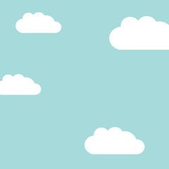 Sky background with clouds cartoon, vector illustration