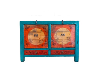 Vintage Chinese cabinet isolate on white background