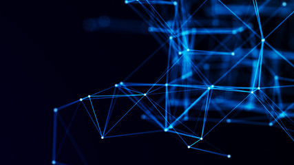Abstract digital connection dots. Technology background. Network connection structure. Plexus effect. 3d