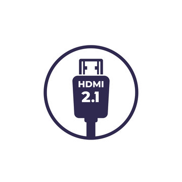 HDMI 2.1 Icon On White, Vector