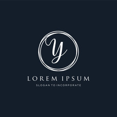 Letter Y Logo, handwriting template , circle concept - Vector