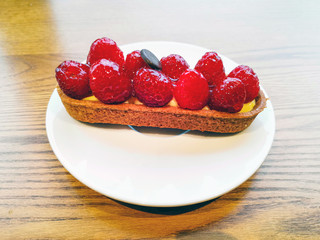 Raspberry tartlet dessert ready to eat