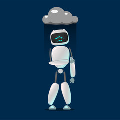 RPA. Funny white robot in different comic situations and moods. Modern technologists of the invention of the future, artificial intelligence. robotics and bots