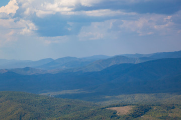 Beautiful view of the mountain peaks on a summer day.