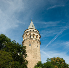 Galata tower. Sunny day in September. Istanbul city, Turkey country 