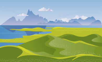 Fototapeta na wymiar Mountain landscape with hills vector