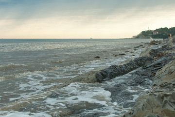 waves crashing on the rocks