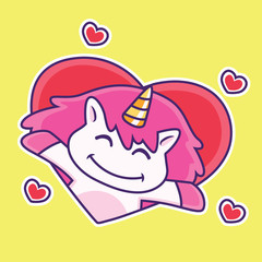 Obraz premium cute unicorn in big love