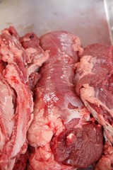 raw beef for cooking at the market