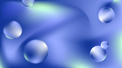 Wide abstract blue geometric gradient background with spheres.