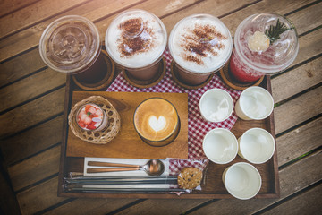Coffeeshop drink mix set  serve.