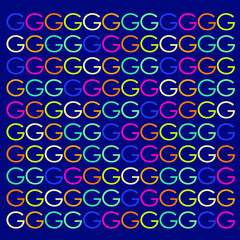 Abstract background of letter repeated. Memphis style. Bright and colorful, 90s style. Vector pattern. Neon colors