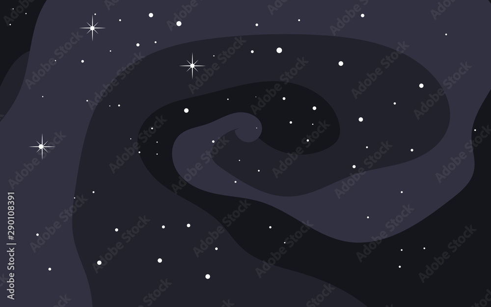 Wall mural vector space background. cute flat style template with stars in outer space