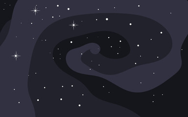 Vector space background. Cute flat style template with Stars in Outer space © badrus