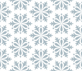 Flower geometric pattern. Seamless vector background. White and blue ornament. Ornament for fabric, wallpaper, packaging. Decorative print