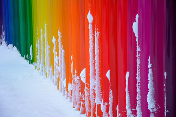 abstract rainbow background in snow