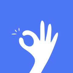 Hand OK sign, fingers hands shows Its OK. everything is all right or great, all done sign. Communication gestures, satisfaction concept. Flat vector on colorful background for website banner