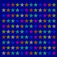 Abstract background of star repeated. Memphis style. Bright and colorful, 90s style. Vector pattern. Neon colors