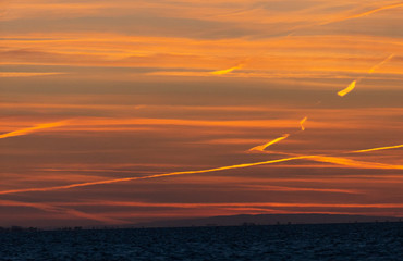 Fototapeta premium Sunset on Coast of France over Mediterranean Sea