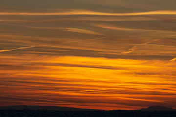 Fototapeta na wymiar Sunset on Coast of France over Mediterranean Sea