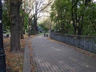 Fototapeta na wymiar Kiev. Park path over the Dnieper.