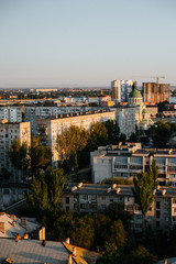 Fototapeta premium view of the city from a house under construction