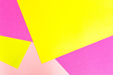 Geometric colored cardboard background. Copy space for advertising and texts. Trendy colors