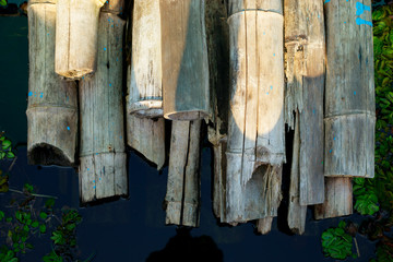 Dry bamboo, raft made of bamboo, natural background