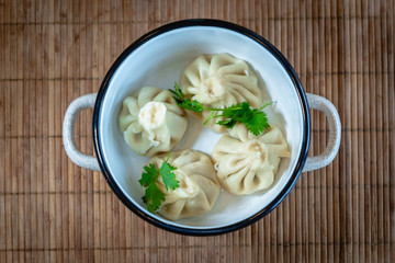 Khinkali - traditional Georgian dumpling dish - popular in the country of Georgia
