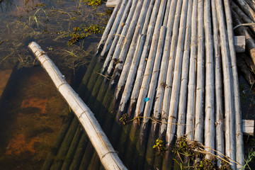 Dry bamboo, raft made of bamboo, natural background
