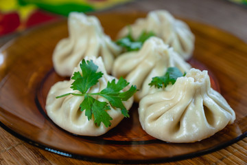 Khinkali - traditional Georgian dumpling dish - popular in the country of Georgia